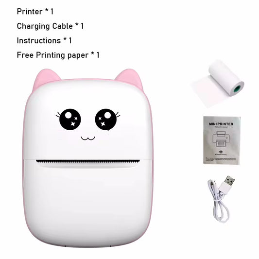 Mini CAT Portable Thermal Printer Print Photo Pocket Thermal Label Printer 58Mm Printing Wireless Bluetooth Android Ios Printers